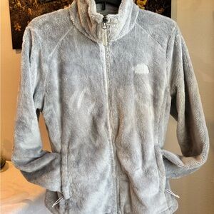 The North Face Black and Light Gray Fuzzy Zip Jacket